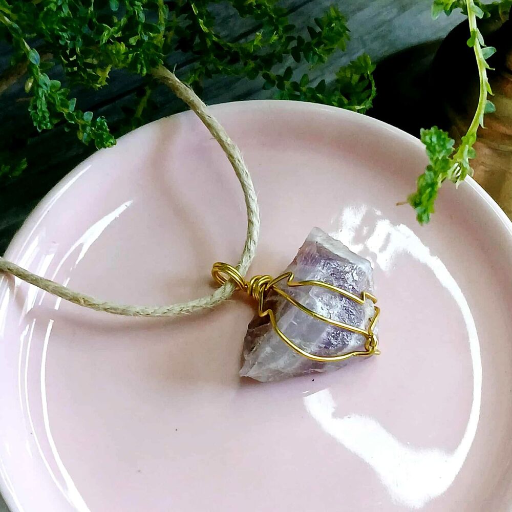 Raw Fluorite Crystal Choker Necklace, Gemstone Jewelry, 14"